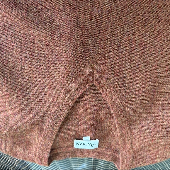 Andean Alpaca Wool Sweater Vest Sleeveless V Neck Rust Color Large - Picture 7 of 9